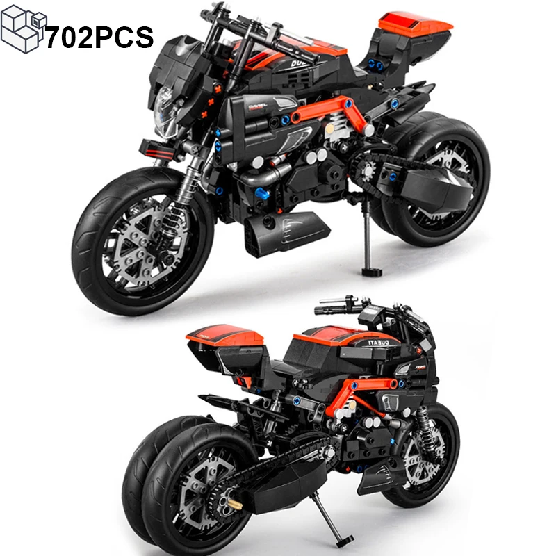 

702PCS High Tech Ducati Diavel Motorcycle Building Blocks Speed Racing Motorbike Bricks Assemble Vehicle Toys Gifts For Kids Boy