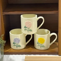 380ml hand painted ceramic hydrangea flower coffee mug home breakfast milk water cup creative handmade ceramic birthday gift