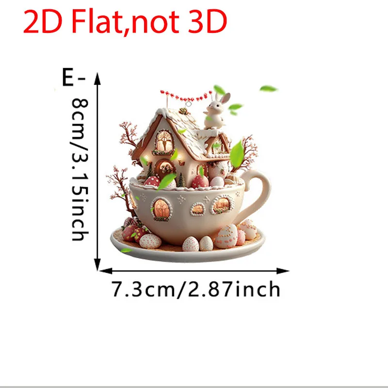 1 шт. 2D плоский пасхальный кролик кофейная чашка дом акриловый кулон брелок