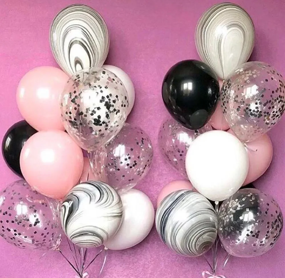 

20pcs 10inch Pink White Silvery marble Latex Balloons Happy Birthday Party Wedding Decoration Balloon Kids Toy Air Balls