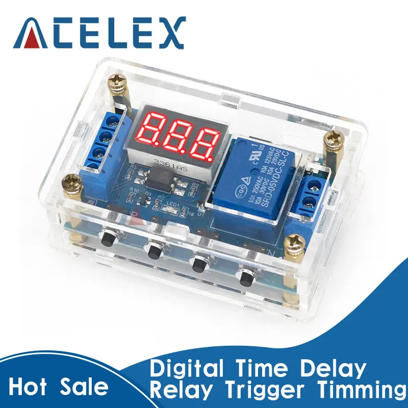 

LED Digital Time Delay Relay with Acrylic Case DC 6-30V On Off Trigger Delay Timming Timer Switch Micro USB Power Supply 5V 12V