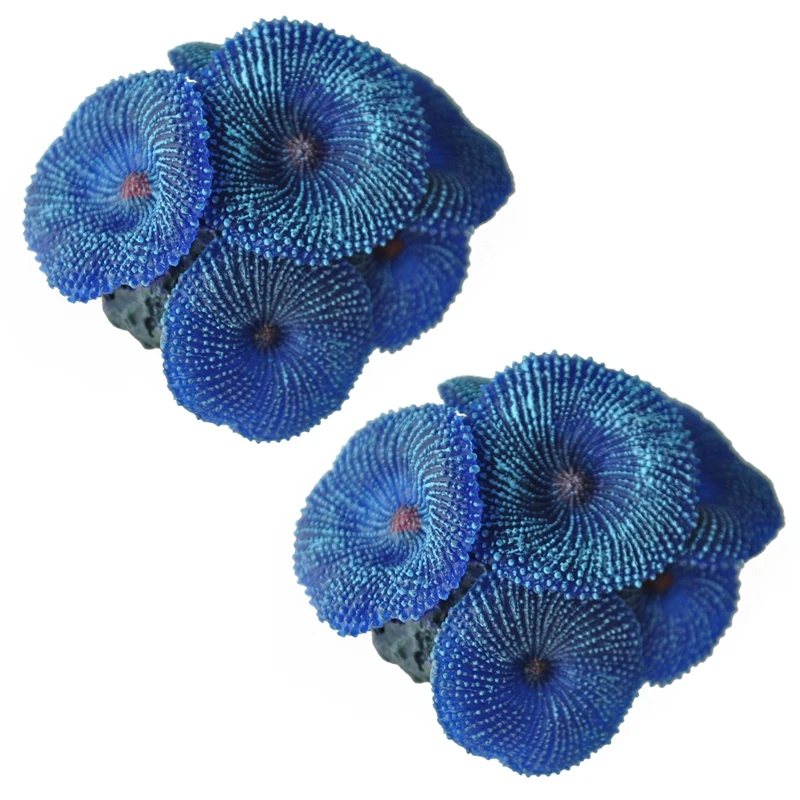 

2X Aquarium Plant Artificial Coral Blue