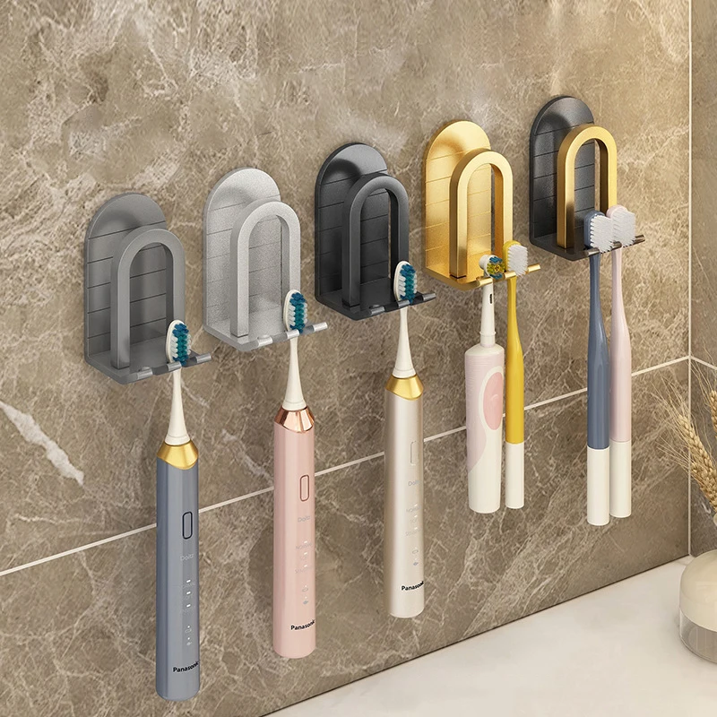 

Toothbrush Holder No Punching Transparent Space Aluminum Alloy Brush Cup Holder Wall Mounted Storage Rack Bathroom Accessories