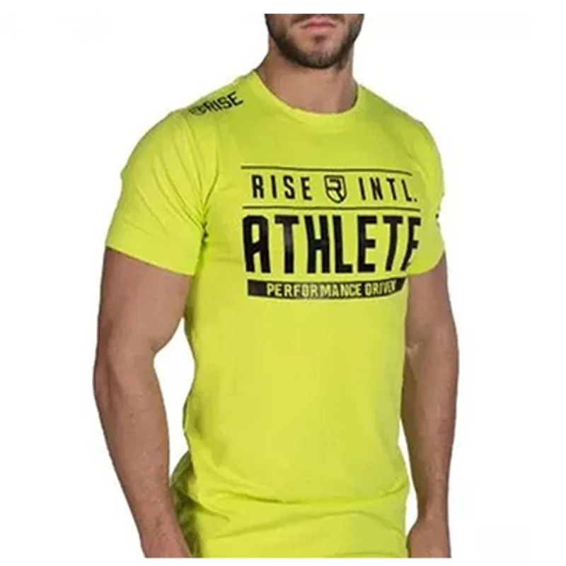 

2022 Fitness new men's short-sleeved T-shirt gym shirt men's muscle tights Gasp fitness t-shirt