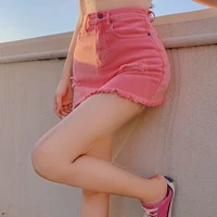 pink denim skirt womens wear student summer new high waist mini jeans whith lining korean a line short skirt with safety pant