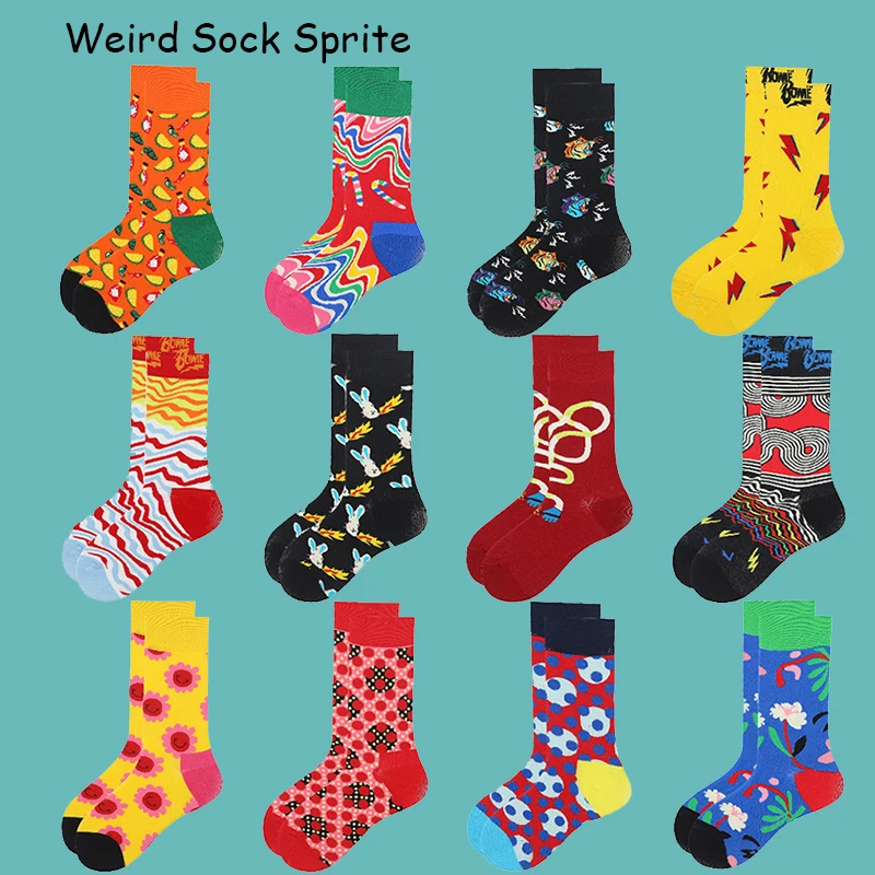 

Korean version of the simple fashion and colorful trend women's mid-tube printing all-match casual new women's socks