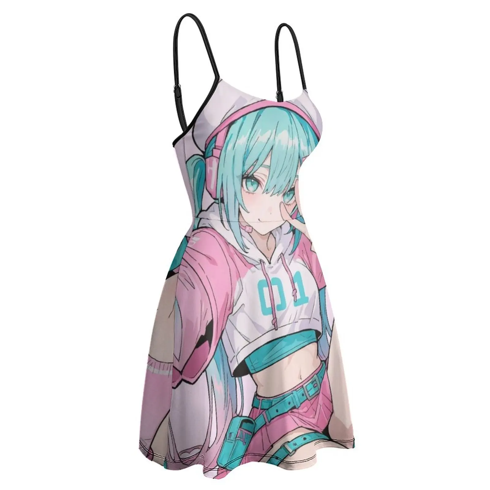 Фото Женское платье-сарафан Hatsune Miku Leek Girl Princess (58) с забавным принтом, сексуальное, оригинальное, для отпуска №3