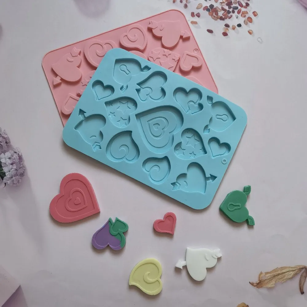 

Новые формы для шоколада в форме сердца, 13 ячеек, в форме сердца, силиконовые формы для свадебных конфет, форма для выпечки, 3D форма для торта, «сделай сам»
