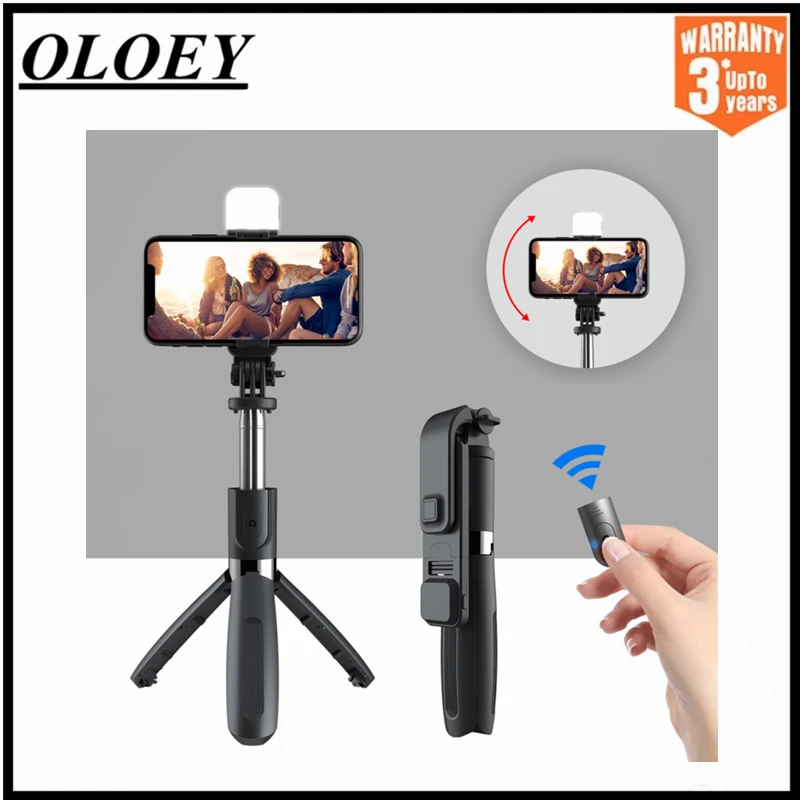 

Portable Extendable Monopod Bluetooth-compatible Selfie Stick with Mobile Phone Beauty Lamp Mini Tripod Wireless Selfie Stick