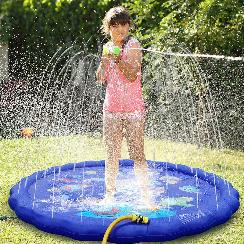 

Children outdoor spray mat Fountain PVC inflatable splash mat summer lawn splashing mat