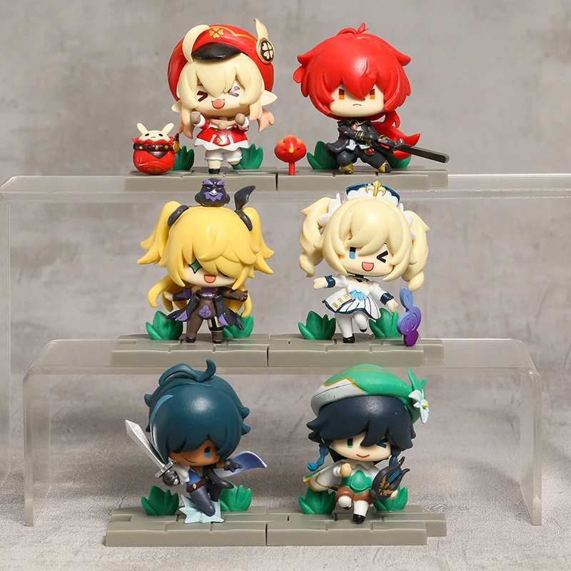 

Genshin Impact Barbatos Klee Fischl Kaeya Alberch Xiao Keqing Qiqi Morax Tartaglia Ganyu PVC Figure Toys 6pcs/se Birthday Gift t