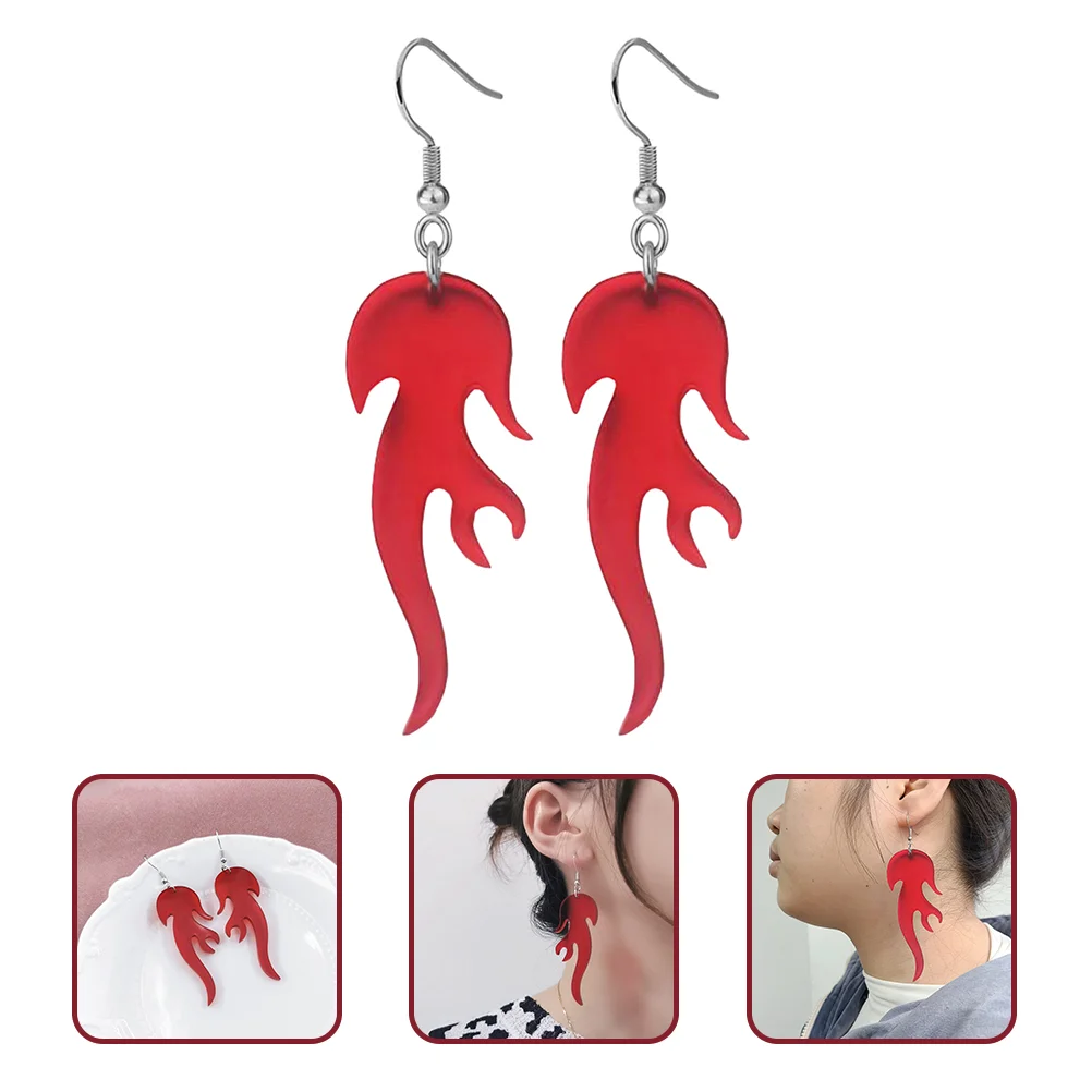 

Earrings Flame Jewelry Fire Drop Dangle Women Pendant Ear Punk Earring Novelty Cool Wedding Charm Geometric
