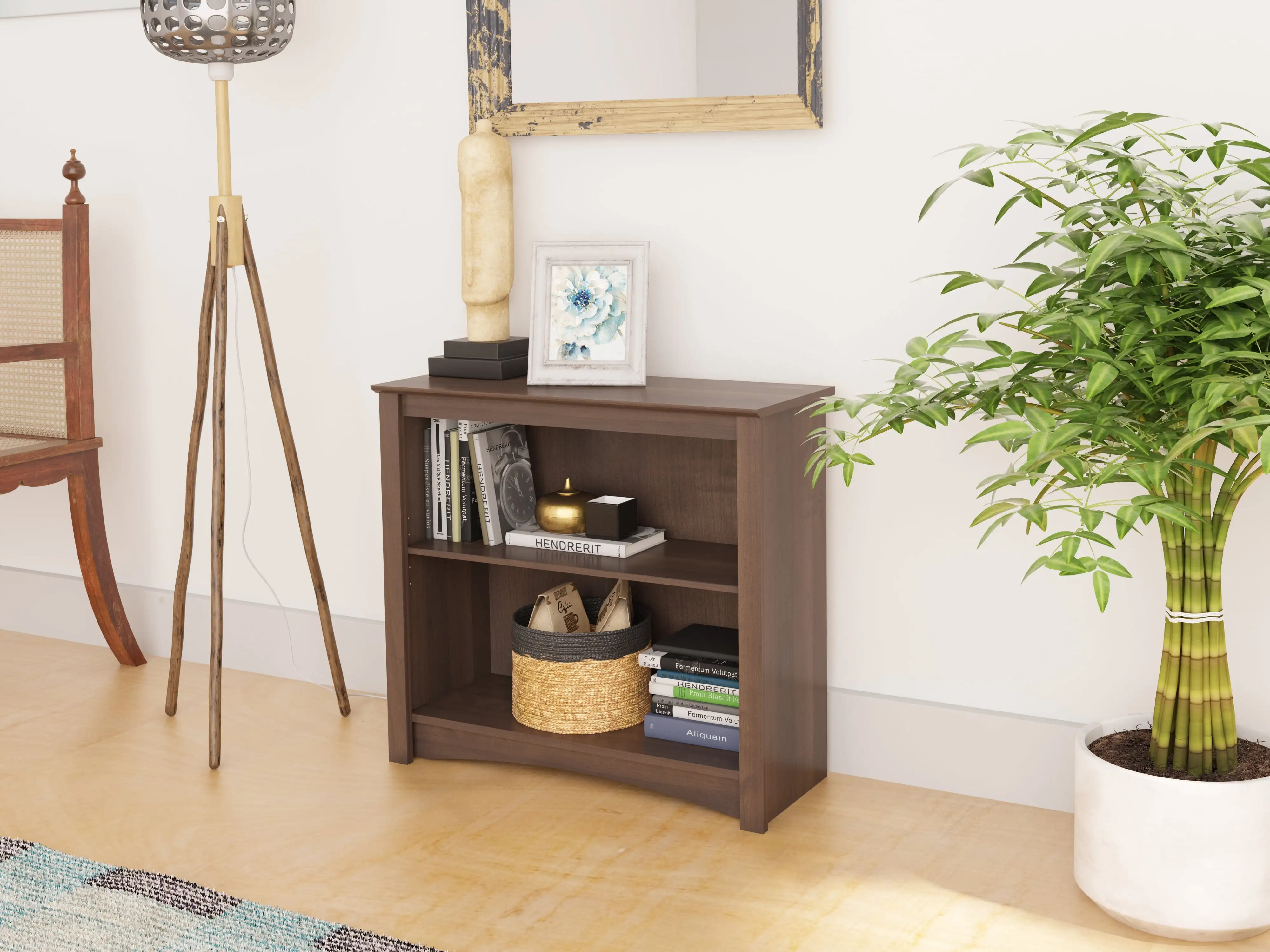 Prepac 2-Shelf Bookcase, Rich Espresso Laminate