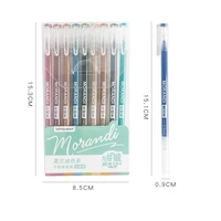 9pcs morandi gray pens set multi color gel ink pens vintage marker liner 0 5mm ballpoint stationery gift office school