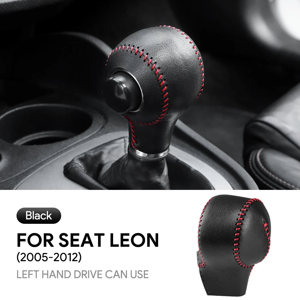 Для Seat Leon 2005 2006, 2007, 2008, 2009, 2010, 2011, 2012, натуральная кожа, сшитая вручную, с левым рулем и правым рулем, автомобильный чехол на голову переключения передач