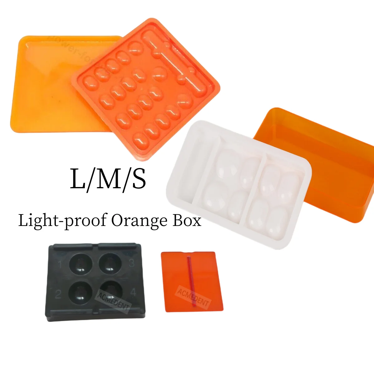 L/M/S Dental Light Cure Hand Shield Composite Mixing Cover Orange Shading Box