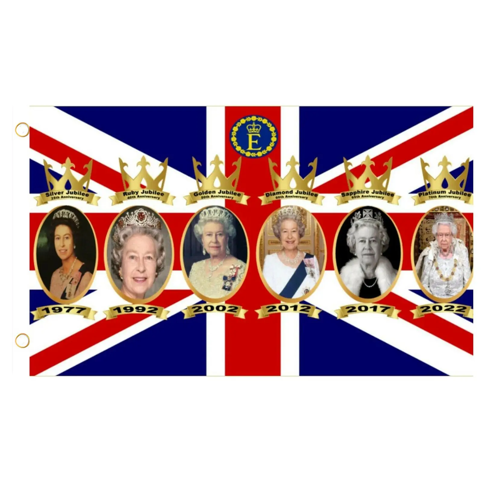 

2022 Queen Elizabeth Platinums Jubilee Flag 90x150cm Quality Polyester Union Jack Flags Featuring Her Majesty The Queen 70th