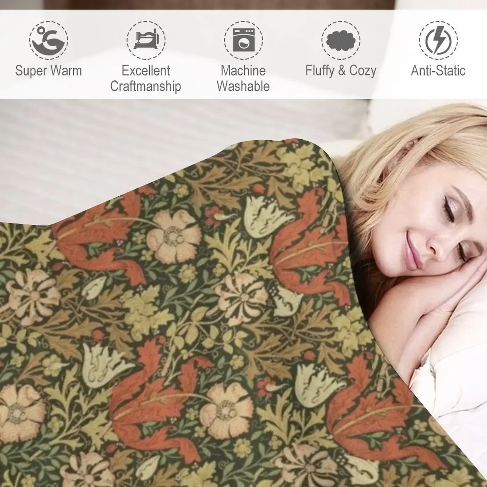 Одеяло с жимолостью Уильям Моррис пушистые одеяла в стиле аниме