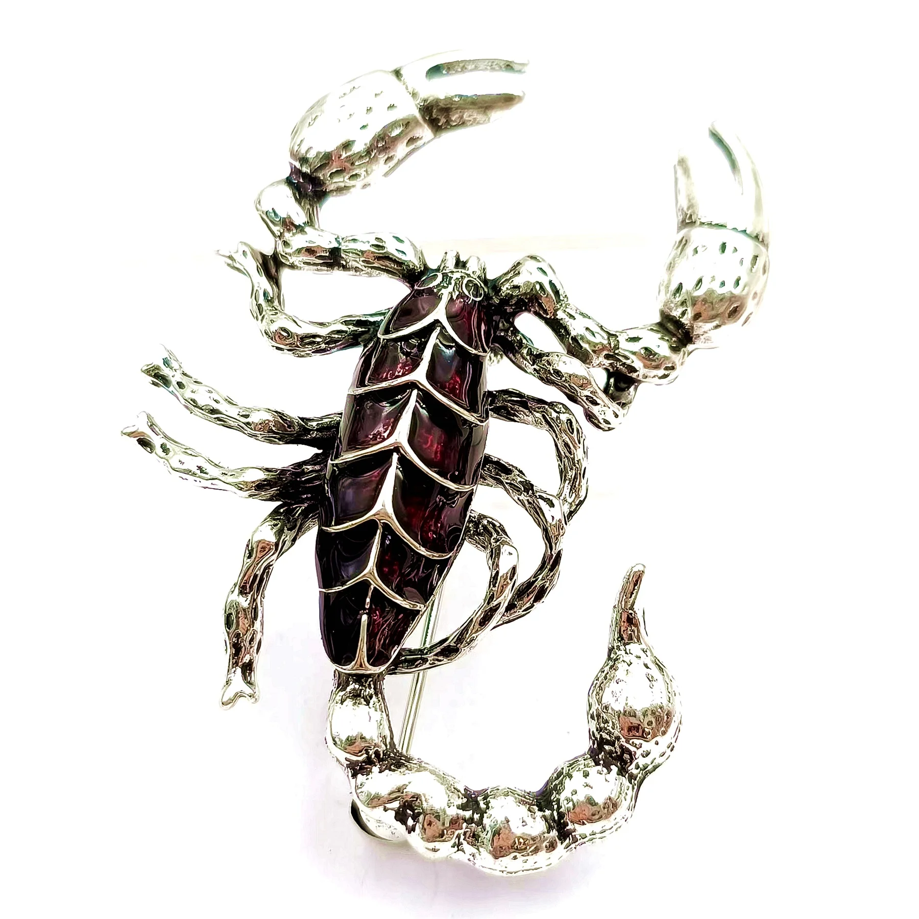 

Gothic Vintage Deep Red Devil Scorpion Enamel Brooches Pins Badge Costume Women Men Costume Halloween Festival Party Accessory