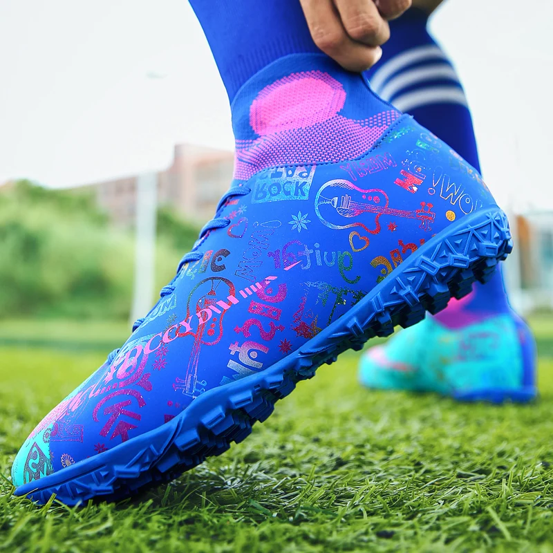 Man Football Boots Outdoor Turf Athletic Soccer Shoes Boy  High Top Football Cleats Training Sneakers Men Sports shoe size 33-46