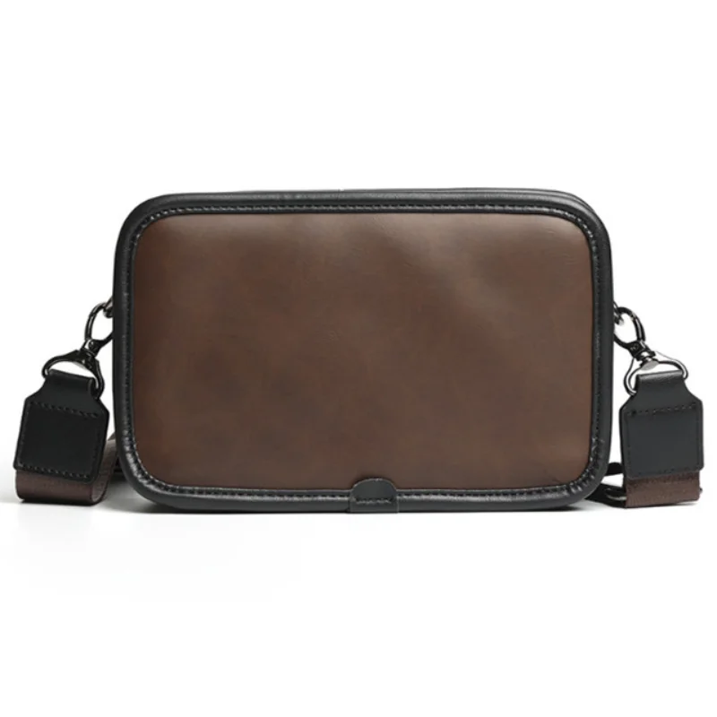 Men's Casual Shoulder Bags Retro Braid Messenger Bag PU Leather Crossbody Bags Japanese Tooling Minimalist Shoulder Bags for Men