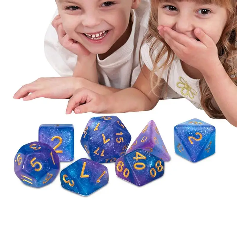

7Pcs/Set 4 Sides To 20 Sides Two-color Digital Acrylic Dice With Pearlized Effect Dice Set 7PCS/LOT Polyhedral Dice For Party