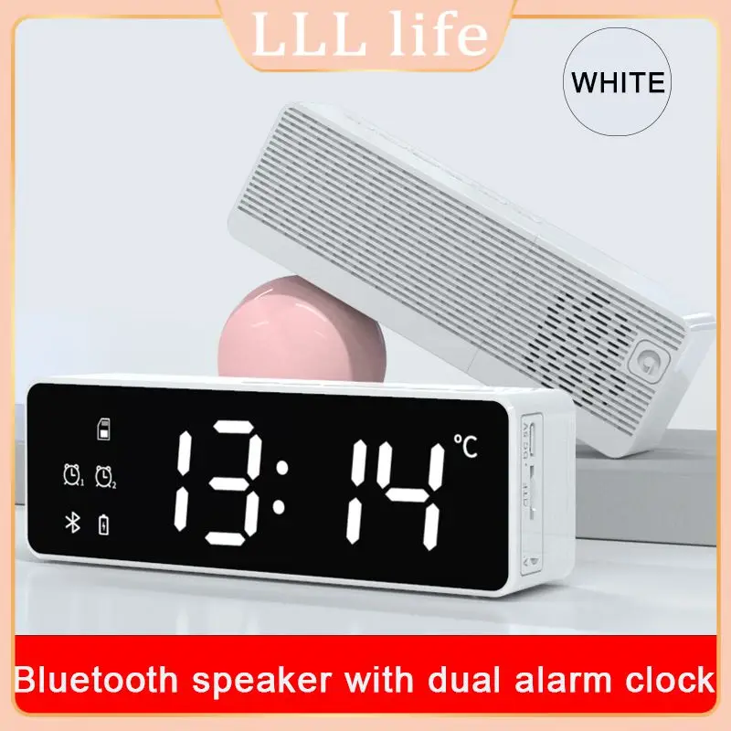 

Brightness Adjustment Speaker With Fm Radio Time Display Plastic Portable Clock Speakers Tf Card Magnetic Speaker Gift