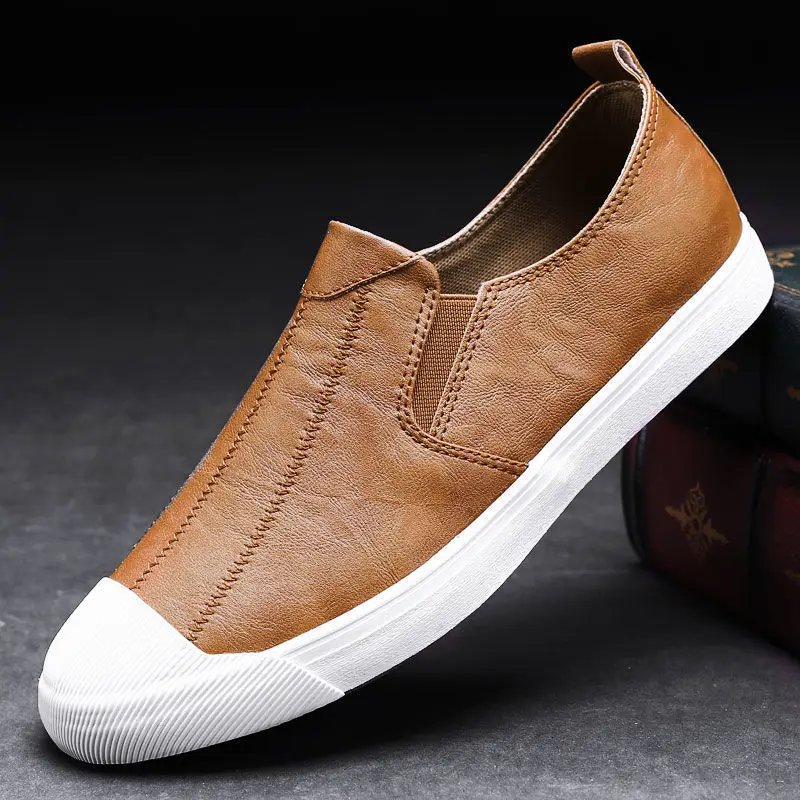 

2022 Spring New Men Sneakers British Business Leather Shoes One Pedal Comfortable All-match Casual Sports Shoes Flat Loafers Men