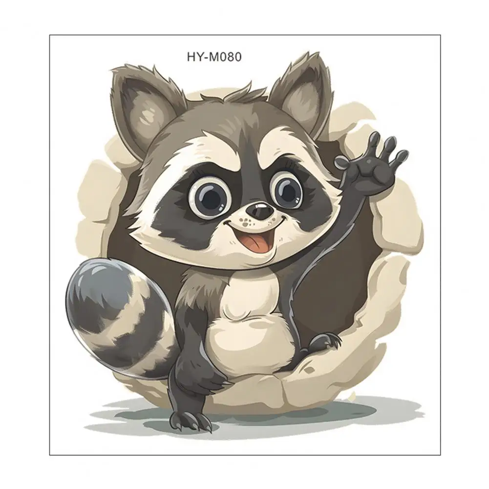 Наклейка на унитаз с изображением енота съемная самоклеящаяся