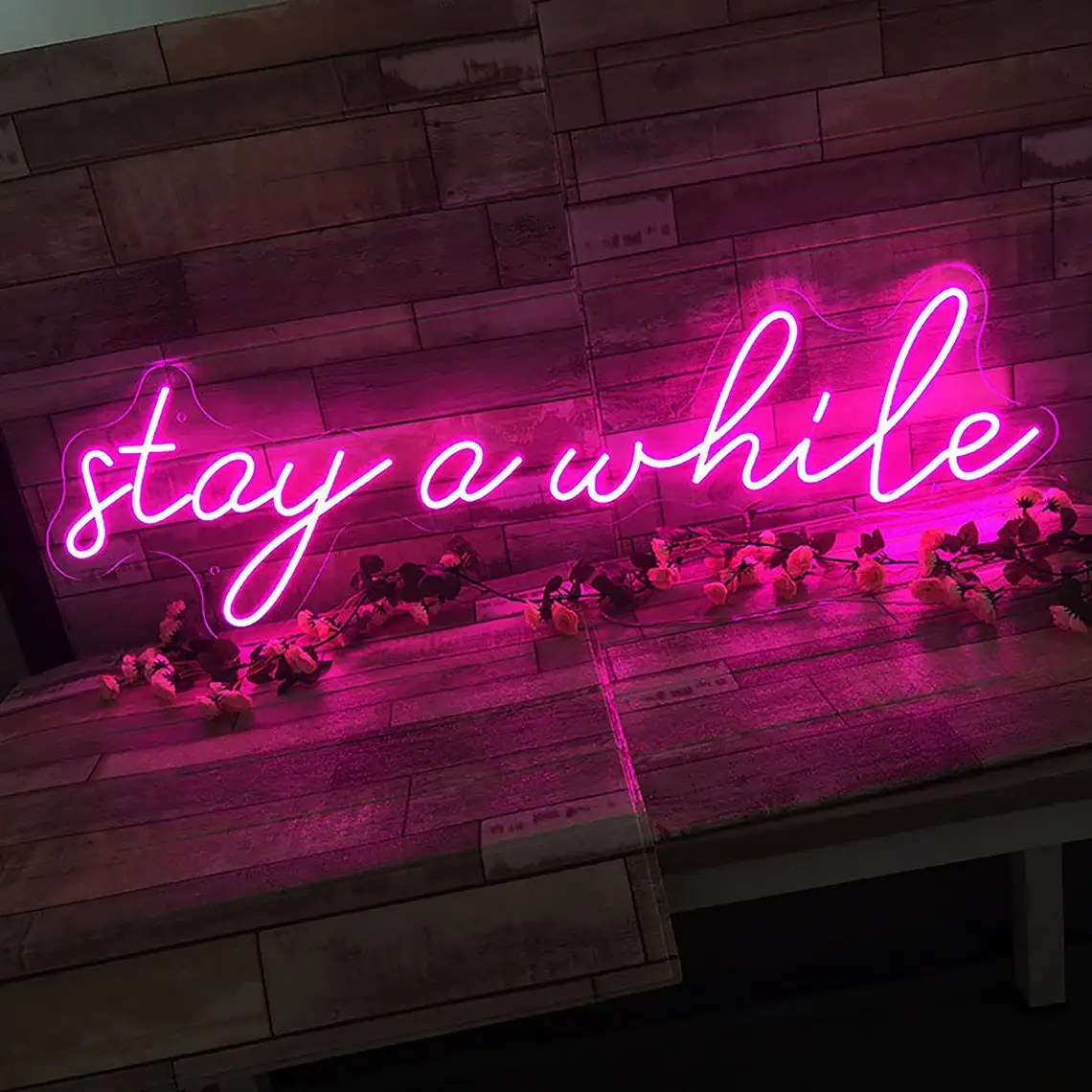 Stay a while neon sign, Custom neon sign, neon Sign Bar, Personalized Gifts, wedding neon sign