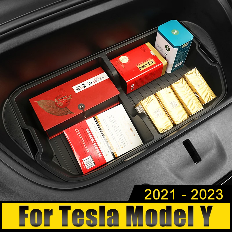 

Car Accessories For Tesla Model Y ModelY 2021 2022 2023 TPE Front Storage Box Pad Trunk Container Organizer Case Trim Cover Tray