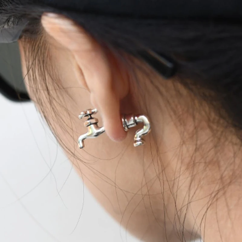 Серьги-гвоздики в форме Крана воды стиле индастриал панк для мужчин и женщин