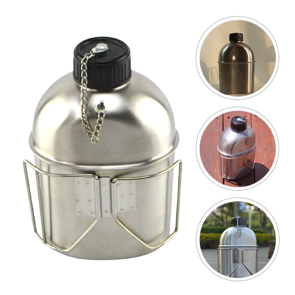 

Canteen Sports Water Bottle Flas Survival Mug Travel Outdoor Stainless Steel Tumbler Metal Camping Cup Hiking