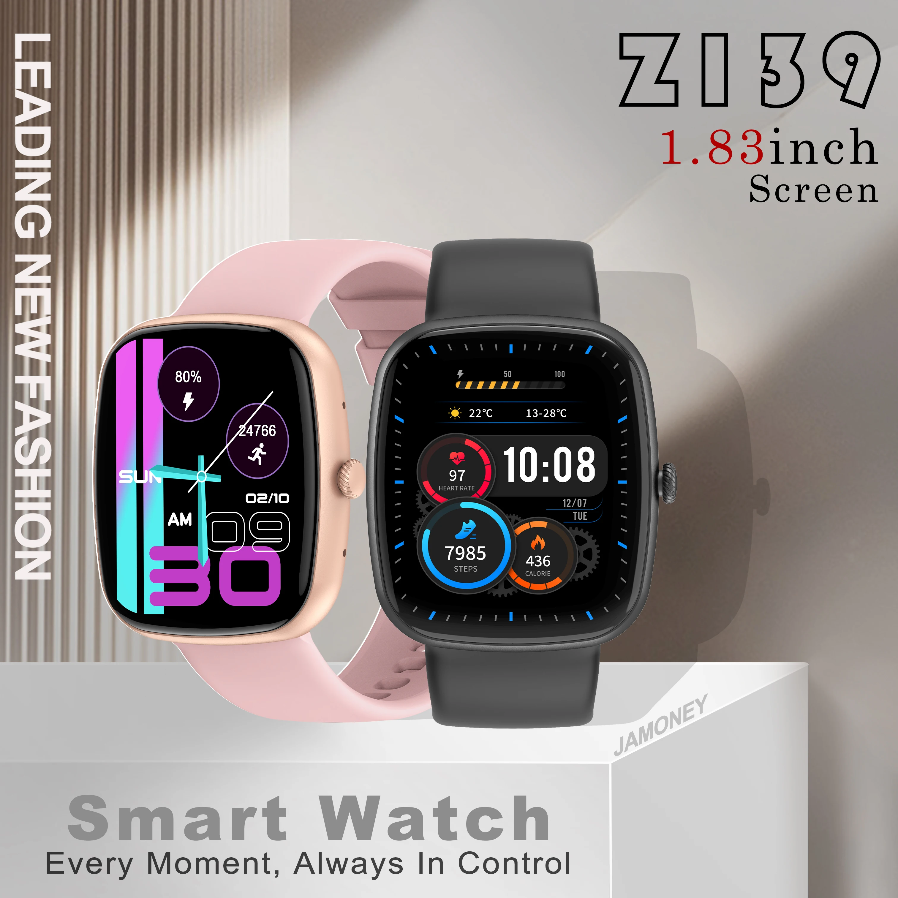 Умные часы Z139 для мужчин и женщин износостойкие квадратные с функцией Голосового