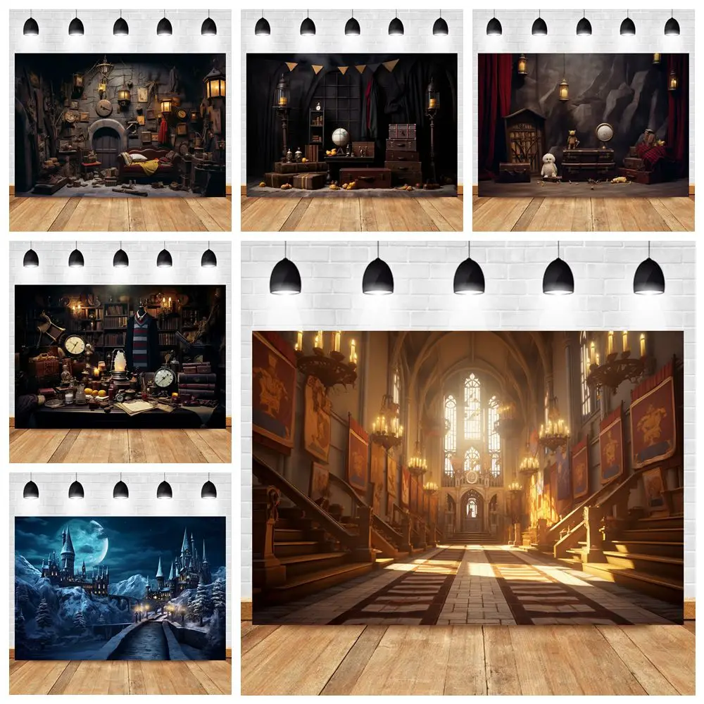 9 3/4 волшебный фон замок под заказ школьный мир ночное небо Луна постер день