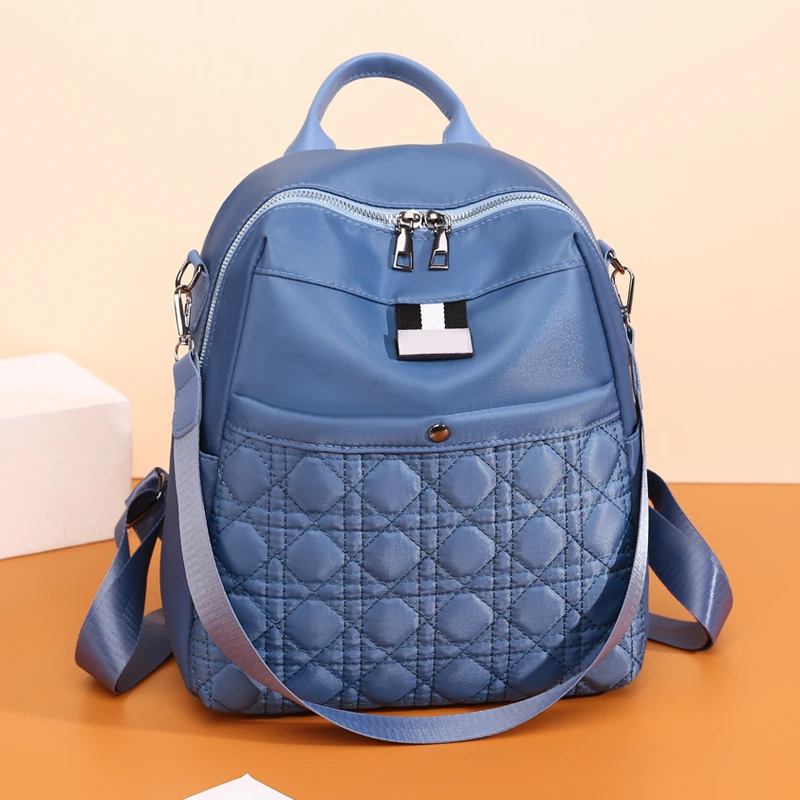 

Waterproof Solid Color Oxford Cloth Women Backpack Designer Light Travel Bagpack Fashion School Bags Casual Ladies Shoulder Bag