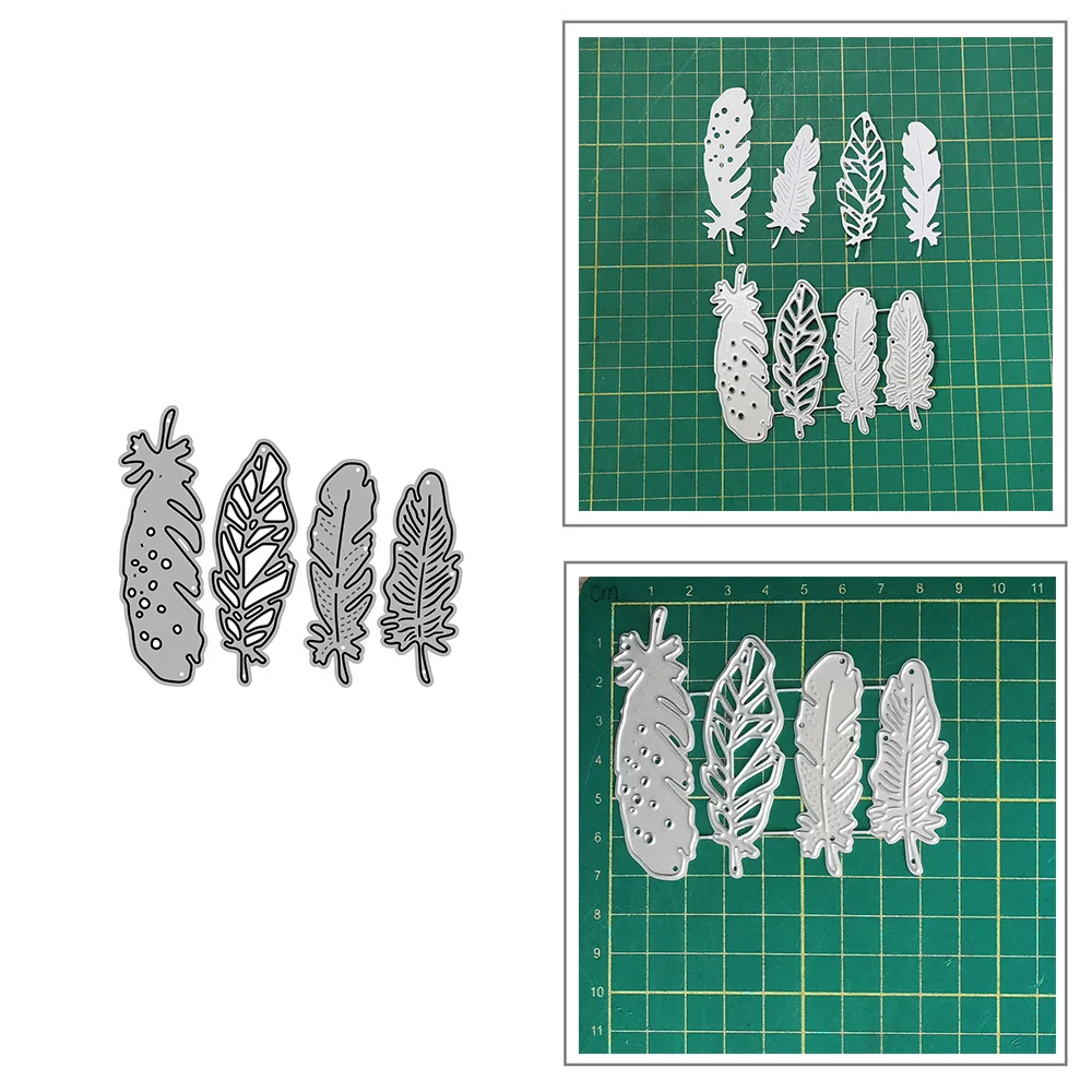 

4pc Feather Metal Cutting Dies for DIY Scrapbook Album Paper Card Decoration Crafts Embossing 2023 New Dies