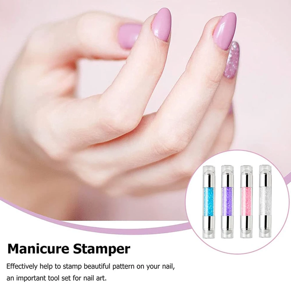 

3pcs Nail Stamper Scraper Set Double Head Silicone White Clear Jelly Stamp Rhinestone Pen Shape for Manicure Nail Art Template