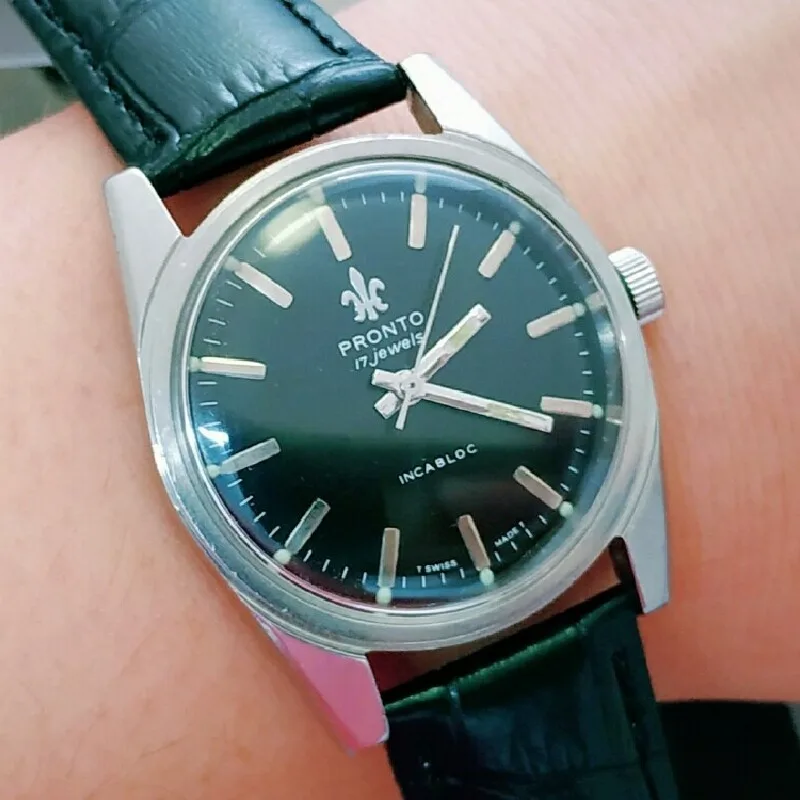 

Black face PRONTO Swiss manual antique watch eta 2750 movement