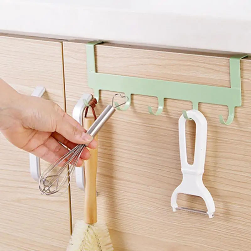 

Five-link Hooks Avoid Scratching Clothes Multipurpose Home Bathroom Organizer Key Holder Punch-free Practical Over Door Hook