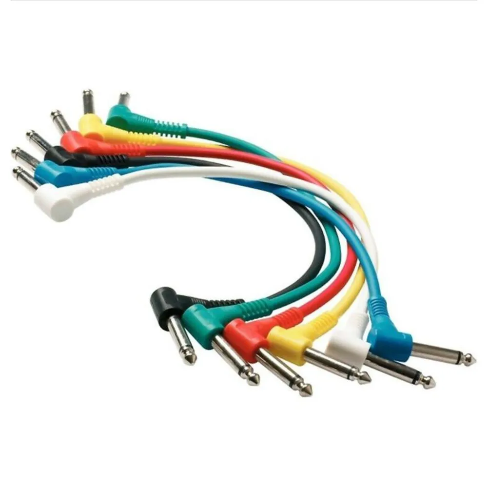 6PCS Colored For Guitar Pedals Right Angled Jack Patch Cables 1/4