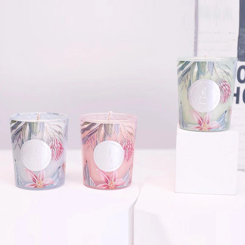 

Candle in Glass Jars Wholesale Candles Scented Fragrance Printing Jars for Wedding Guest Gift Candles Home Decorative