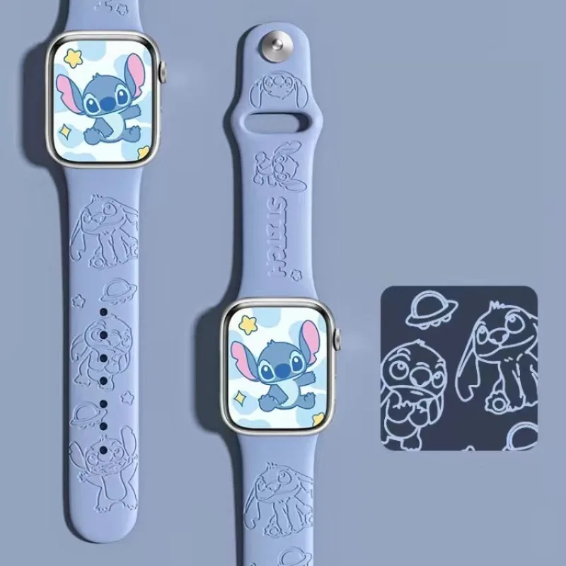 Ремешок Disney с резной строчкой для Apple Watch Band 44 мм 40 45 41 38 42 силиконовый браслет Solo Loop
