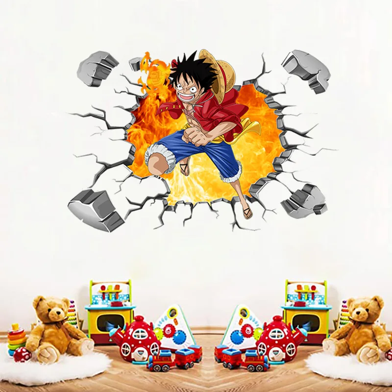 Цельные обои с изображением Луффи мультяшные 3D сломанные настенные горячий