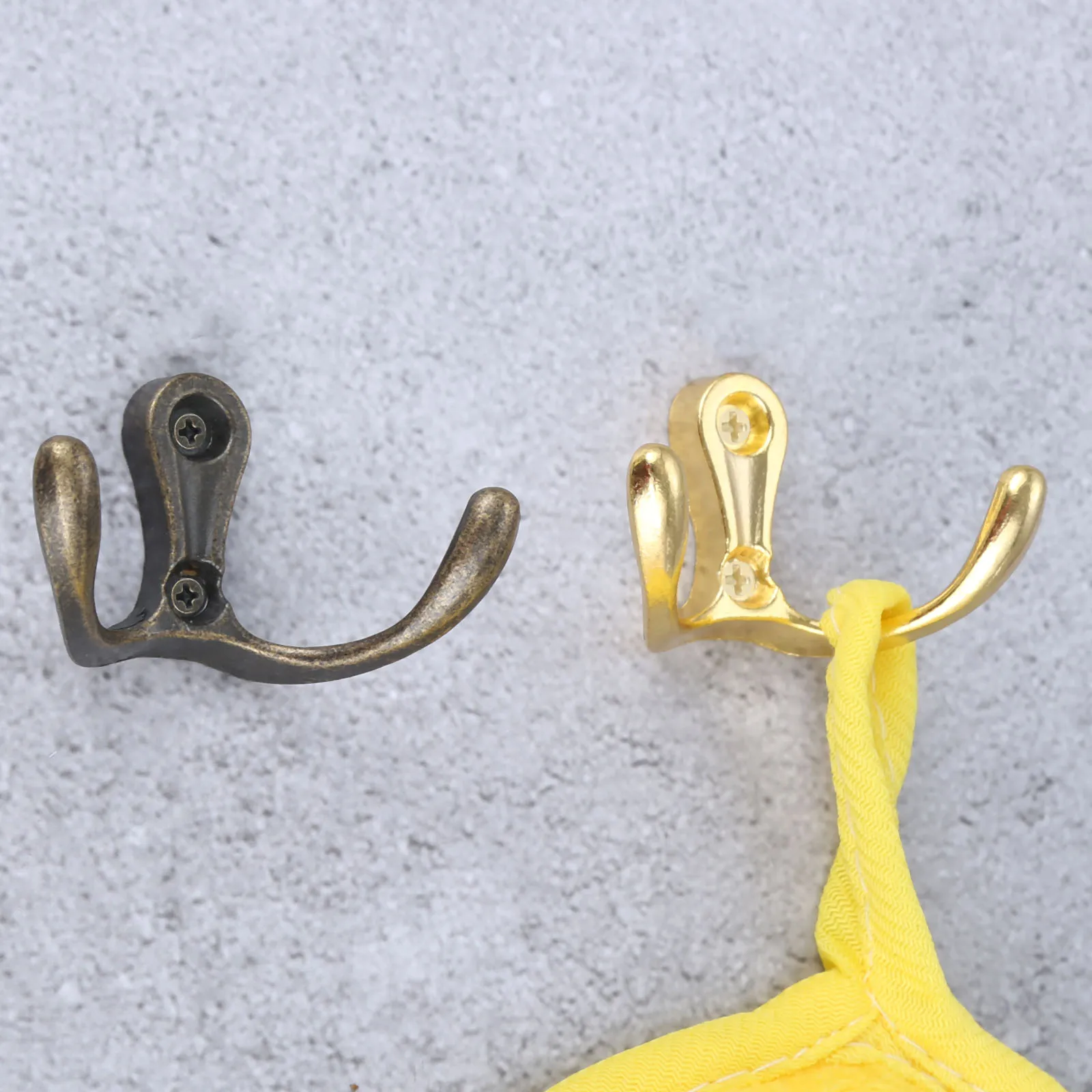 2sets Double Head Hooks Wall Mounted Hanger w/screws Antique bronze/Gold Coat/Key/Bag/Towel/Hat Holder Bathroom Kitchen 53x30mm