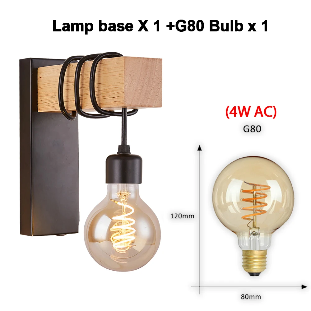 

Винтажный настенный светильник Nordic Wood Wall Lamp