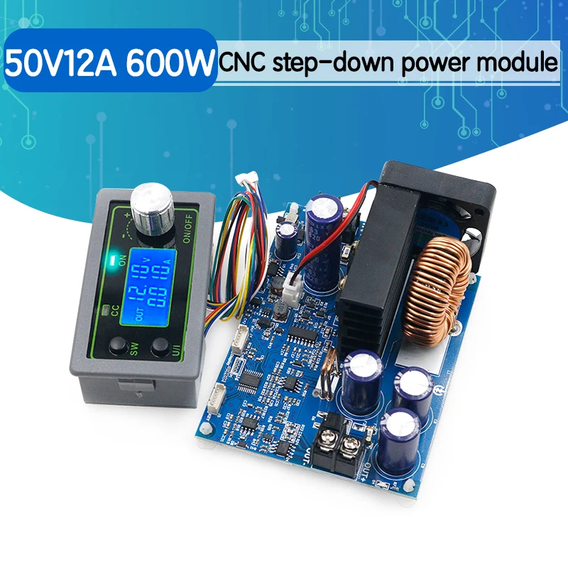 

50V12A 600W CNC step-down adjustable power supply module, volt-ampere meter, DC stabilized voltage, LCD display
