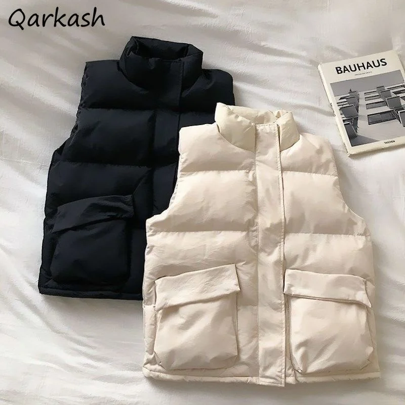 

Vests Women Couple Solid Korean Elegant Tender Clothes Winter Keep Warm Casual Basic Outwear Feminino Baggy Simply Ulzzang Pure