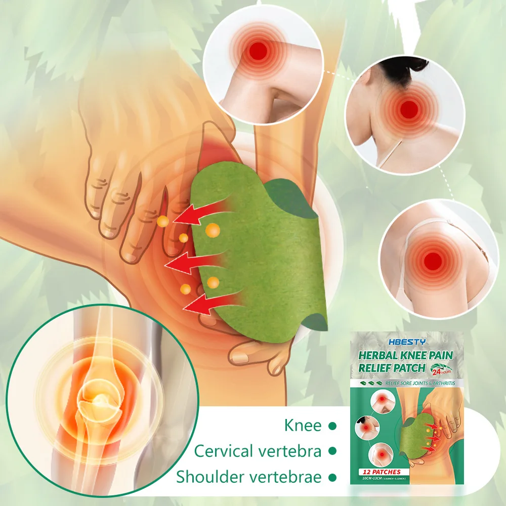 

12pcs Wormwood Knee Plaster Pain Relief Patch Arthritis Treatment Cure Swell Joint Strain Bone Spurs Orthopedic Medical Plasters