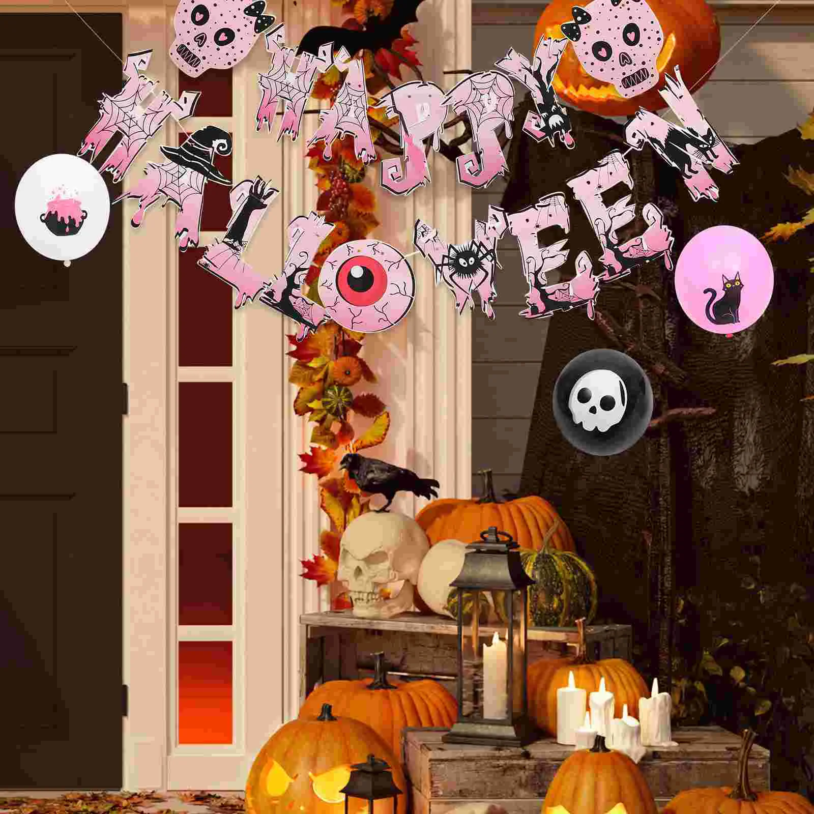 

1 set of Halloween Party Wall Hanging Banner Cake Decors Party Balloon Ornaments